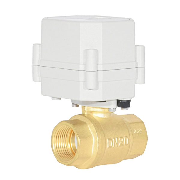 HSH-Flo Brass 2 Way AC/DC9-24V CR706 Electric Motorized Ball Valve 7 Wires Switching Control Valve Auto Return When Power Off & Position Feedback