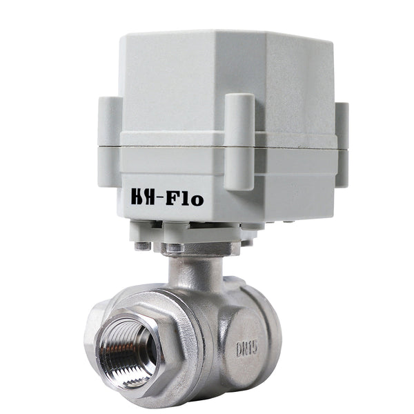 HSH-Flo Stainless Steel 3 Way T/L-type AC/DC9-24V CR706 Electric Motorized Ball Valve 7 Wires Switching Valve Auto Return When Power Off & Position Feedback
