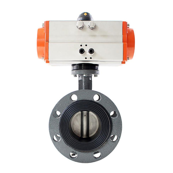 Pneumatic Ductile Iron Flange Type Butterfly Valve Weak Acid-base Medium PTFE Seat Stainless Steel Plate Butterfly Valve