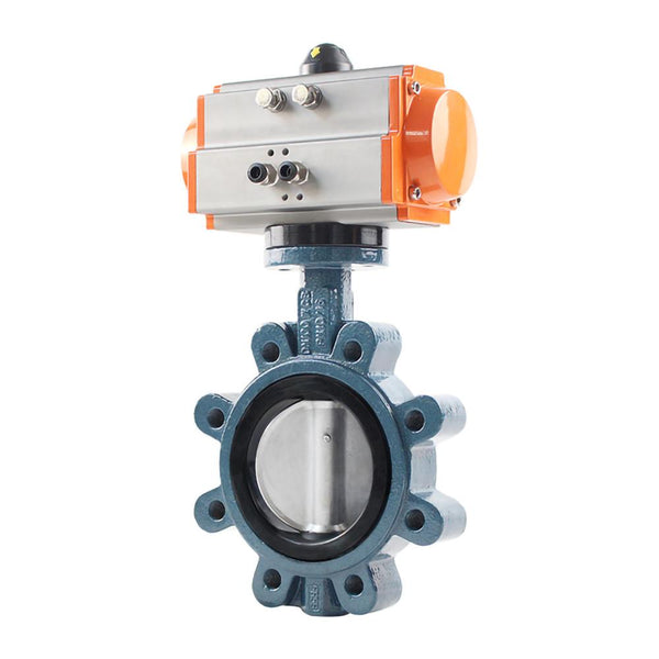 Pneumatic Ductile Iron Lug Type Butterfly Valve PTFE Seat Stainless Steel Plate Wafer Type Butterfly Valve Weak Acid-base Medium