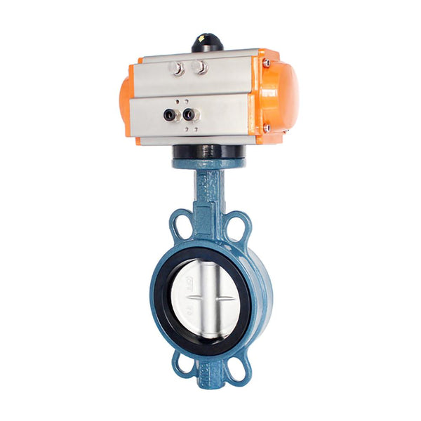 Pneumatic Ductile Iron Wafer Type Butterfly Valve Weak Acid-base Medium PTFE Seat Stainless Steel Plate Butterfly Valve